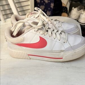Nike Women's White and Red Sneakers